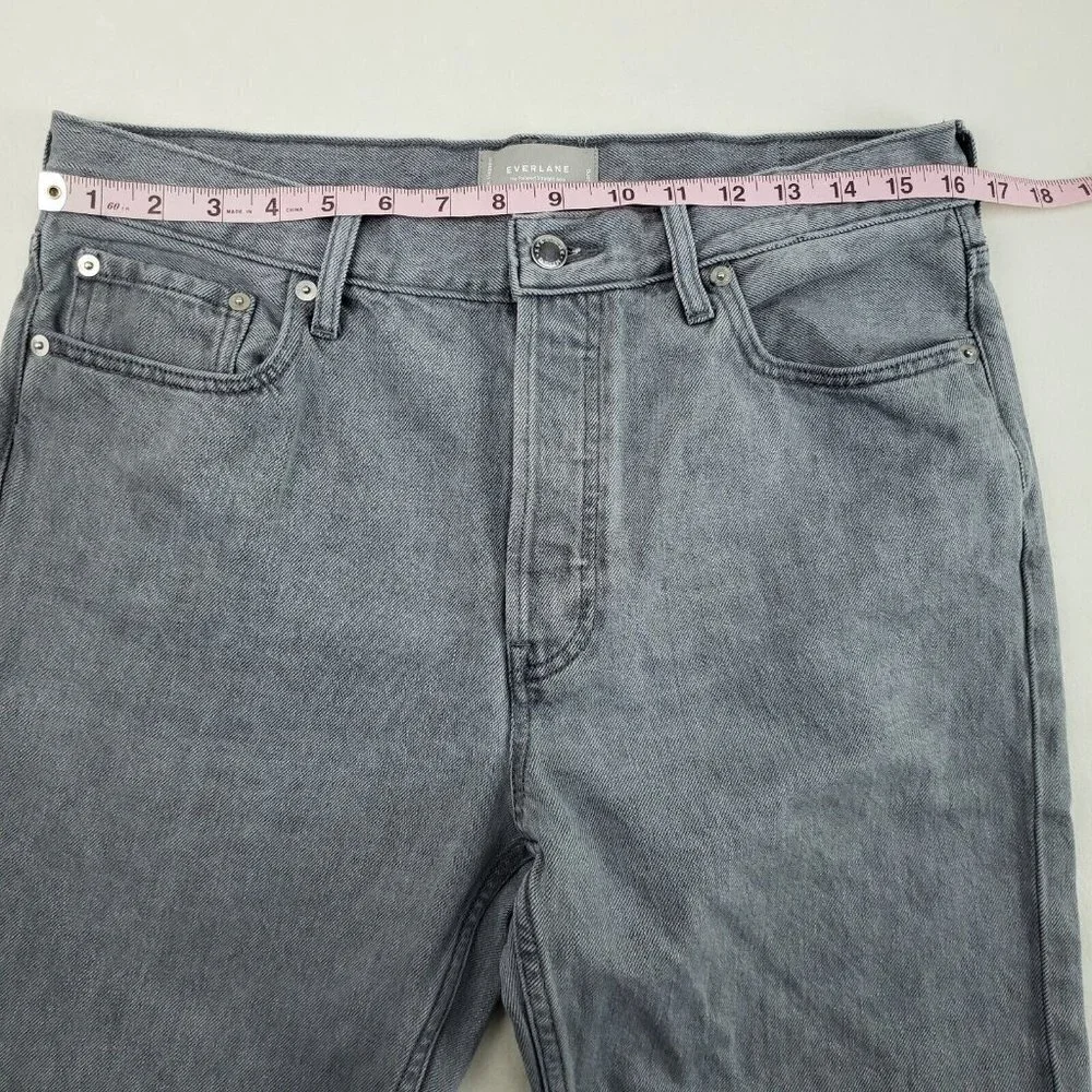 Everlane Relaxed Straight Leg Jean Womens 29 Long Gray Organic Cotton Button Fly